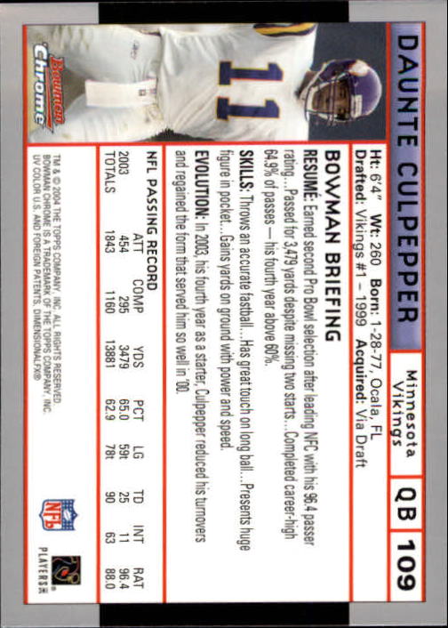 2004 Bowman Chrome Football (Pick Card From List) C128 12-24 - Picture 207 of 209