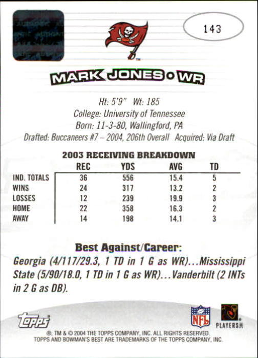 2004 Bowman's Best #143 Mark Jones AU RC back image