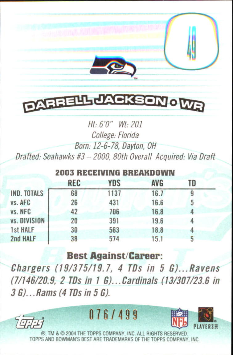 2004 Bowman's Best Green #49 Darrell Jackson back image