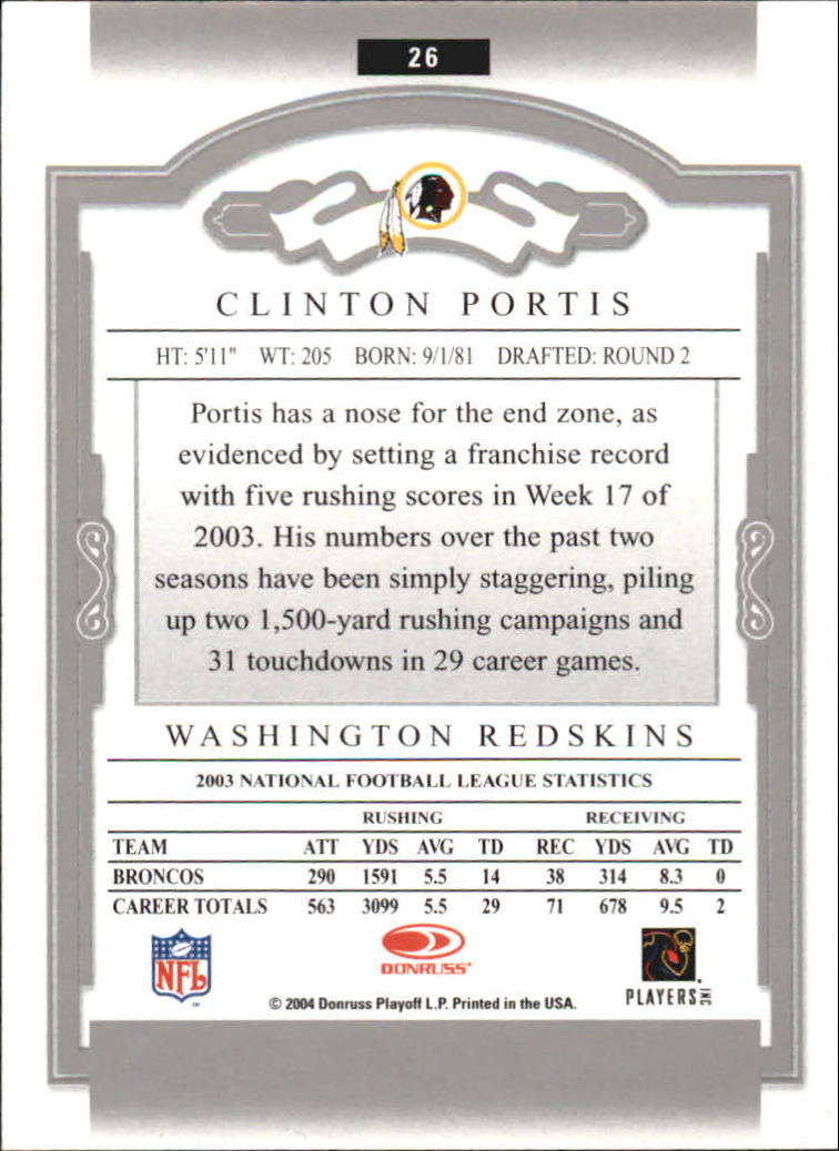 2004 Donruss Classics #26 Clinton Portis back image