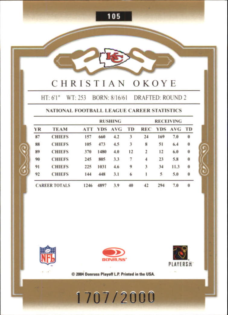 2004 Donruss Classics #105 Christian Okoye back image