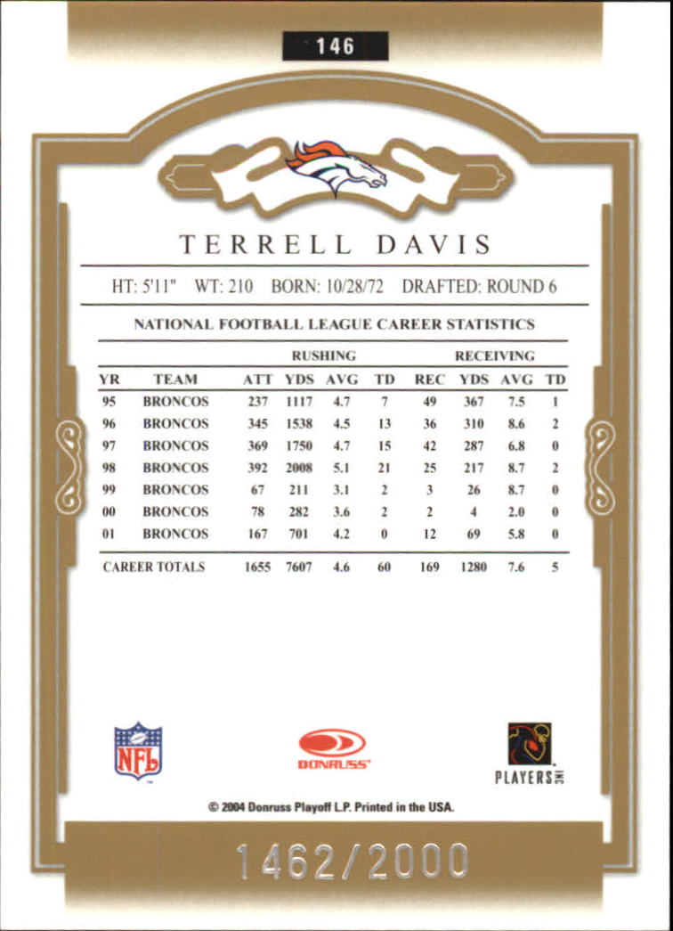 2004 Donruss Classics #146 Terrell Davis back image