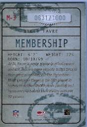 2004 Donruss Classics Membership #M3 Brett Favre back image