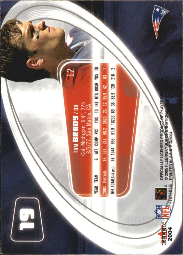 2004 E-X #19 Tom Brady back image