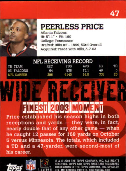 2004 Finest #47 Peerless Price back image