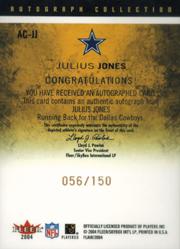 2004 Flair Autograph Collection Silver #ACJJ Julius Jones back image