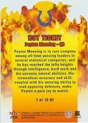 2004 Fleer Authentix Hot Ticket #7HT Peyton Manning back image