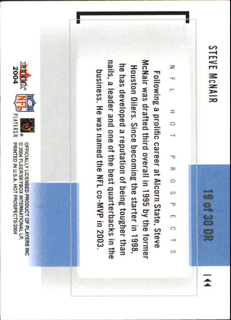 2004 Hot Prospects Draft Rewind #19DR Steve McNair back image