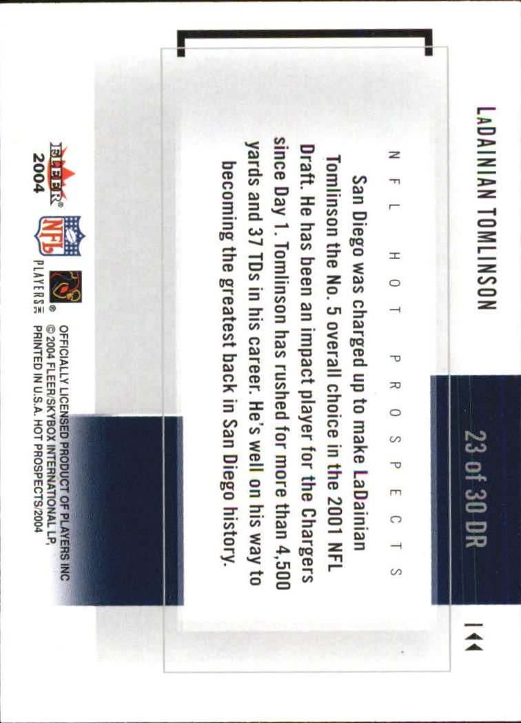 2004 Hot Prospects Draft Rewind #23DR LaDainian Tomlinson back image