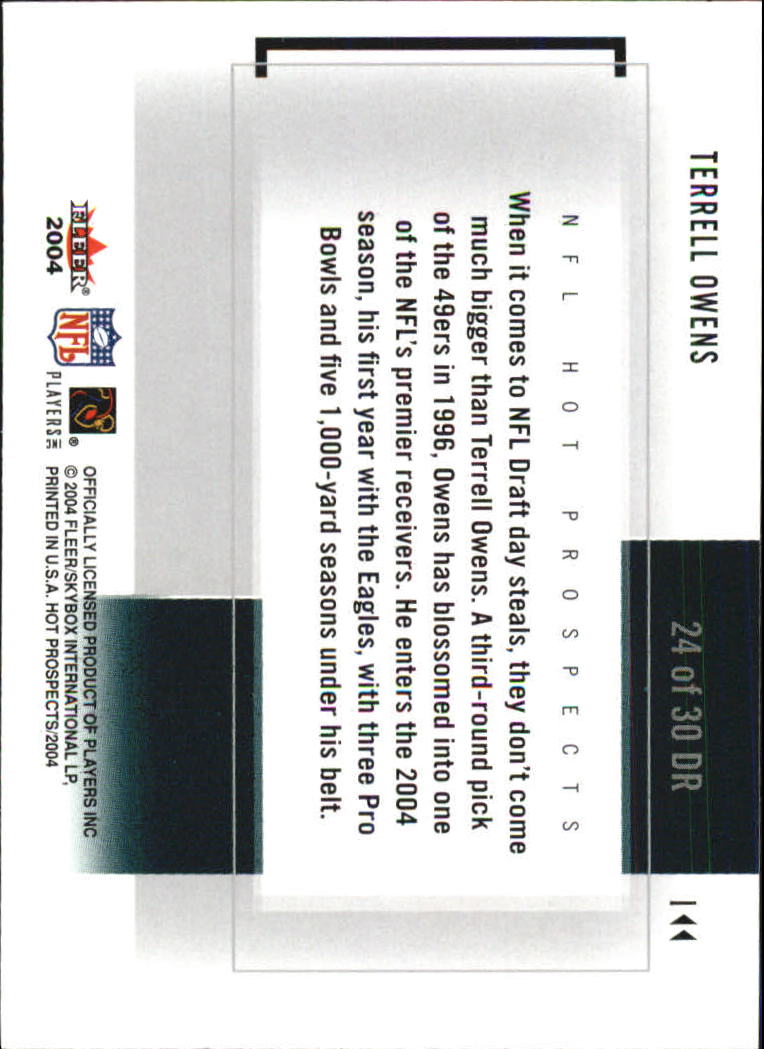2004 Hot Prospects Draft Rewind #24DR Terrell Owens back image