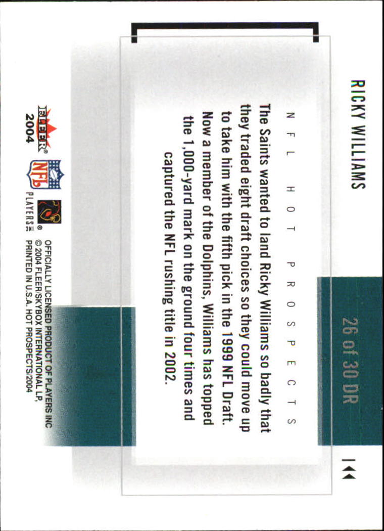 2004 Hot Prospects Draft Rewind #26DR Ricky Williams back image