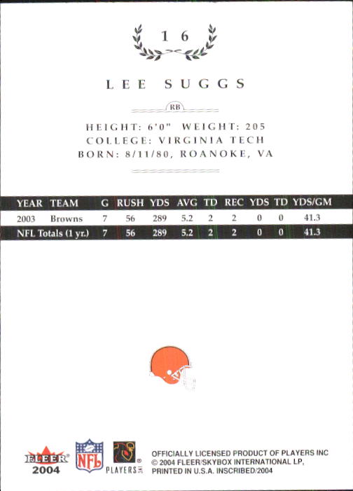 2004 Fleer Inscribed #16 Lee Suggs back image