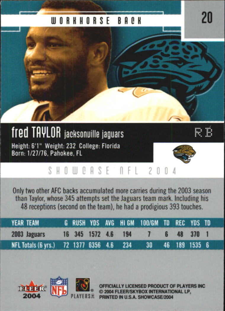 2004 Fleer Showcase #20 Fred Taylor back image