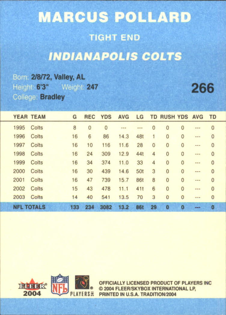 A9361- 2004 Fleer Tradition Blue FB Cards 251-360 -You Pick- 15+ FREE US SHIP - Picture 9 of 162