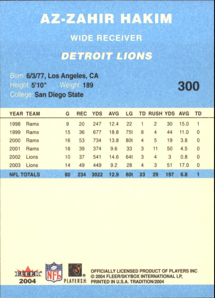 A9361- 2004 Fleer Tradition Blue FB Cards 251-360 -You Pick- 15+ FREE US SHIP - Picture 71 of 162