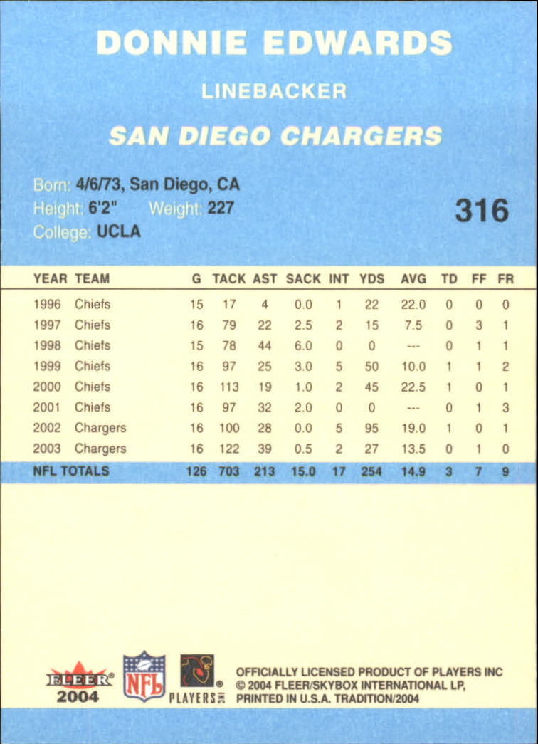 A9361- 2004 Fleer Tradition Blue FB Cards 251-360 -You Pick- 15+ FREE US SHIP - Picture 101 of 162