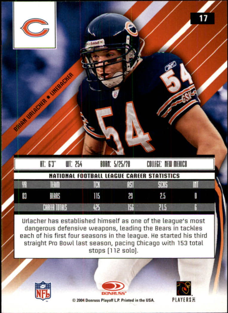 2004 Leaf Rookies and Stars #17 Brian Urlacher back image