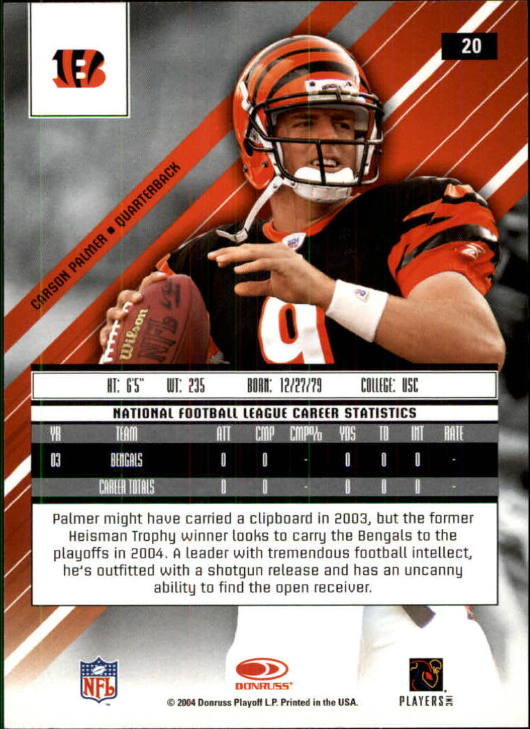2004 Leaf Rookies and Stars #20 Carson Palmer back image