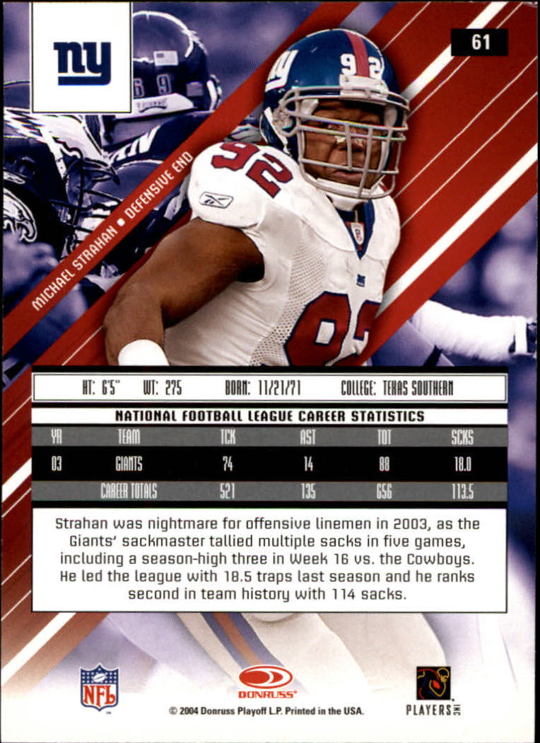 2004 Leaf Rookies and Stars #61 Michael Strahan back image