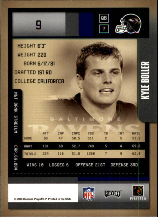 2004 Playoff Contenders #9 Kyle Boller back image