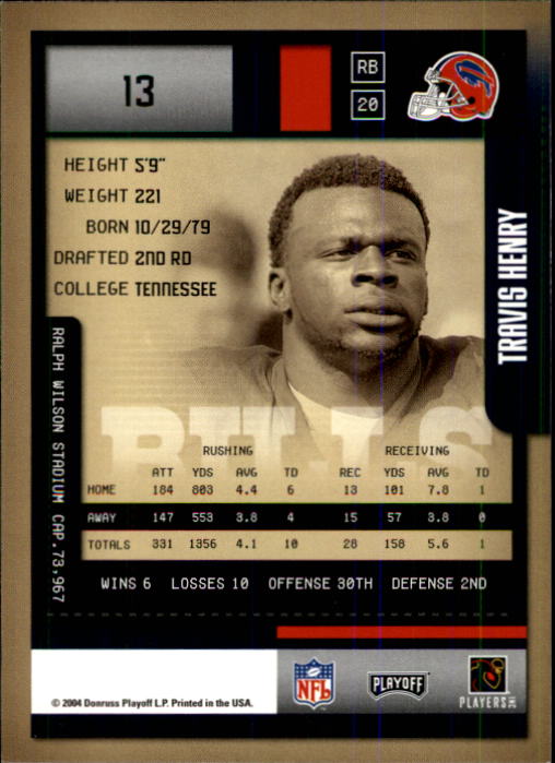 2004 Playoff Contenders #13 Travis Henry back image