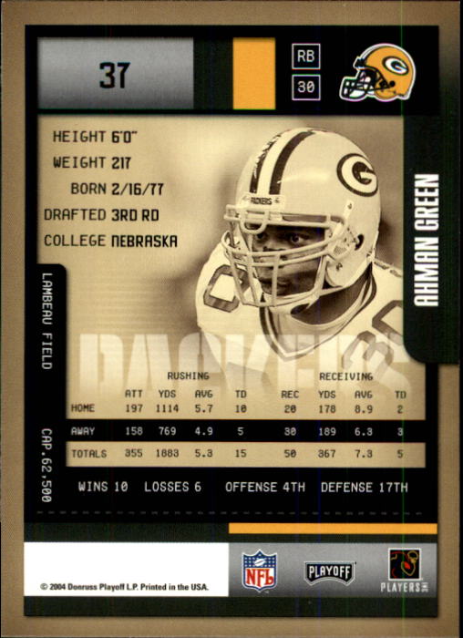 2004 Playoff Contenders #37 Ahman Green back image