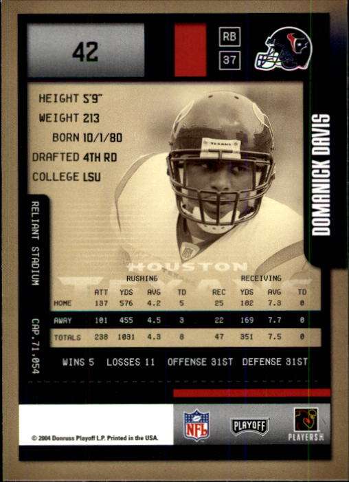 2004 Playoff Contenders #42 Domanick Davis back image