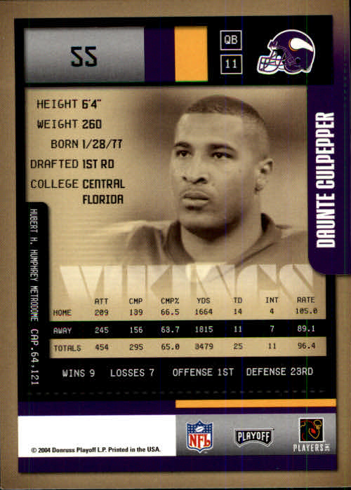 2004 Playoff Contenders #55 Daunte Culpepper back image