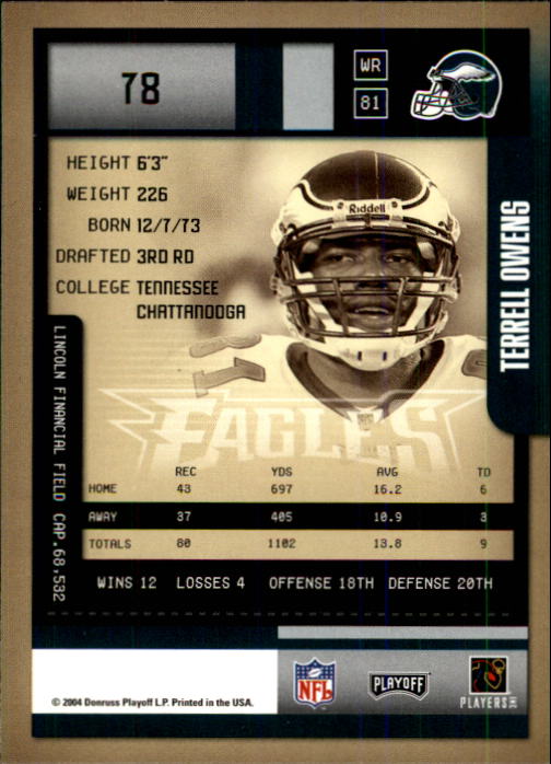 2004 Playoff Contenders #78 Terrell Owens back image