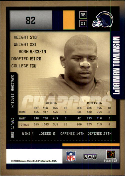 2004 Playoff Contenders #82 LaDainian Tomlinson back image