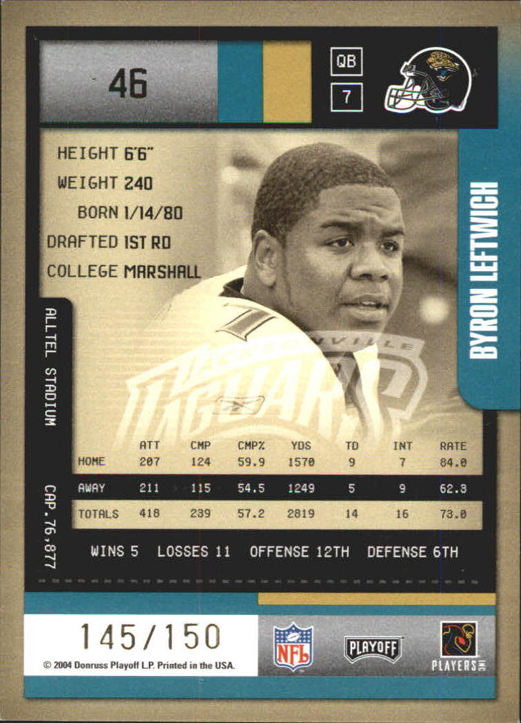 2004 Playoff Contenders Playoff Ticket #46 Byron Leftwich back image