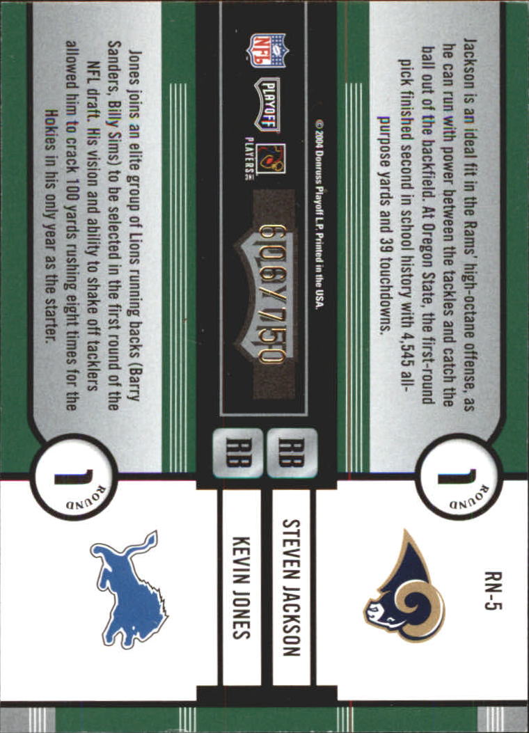 2004 Playoff Contenders Round Numbers Green #RN5 Steven Jackson/Kevin Jones back image