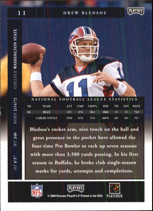2004 Playoff Honors #11 Drew Bledsoe back image