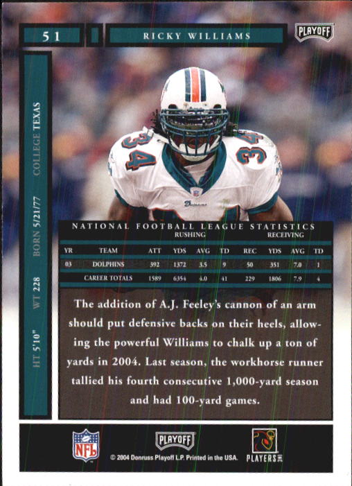 2004 Playoff Honors #51 Ricky Williams back image