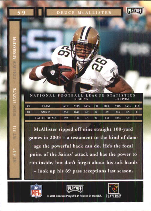 A9137- 2004 Playoff Honors FB Cards 1-233 +Inserts -You Pick- 15+ FREE US SHIP - Picture 101 of 221