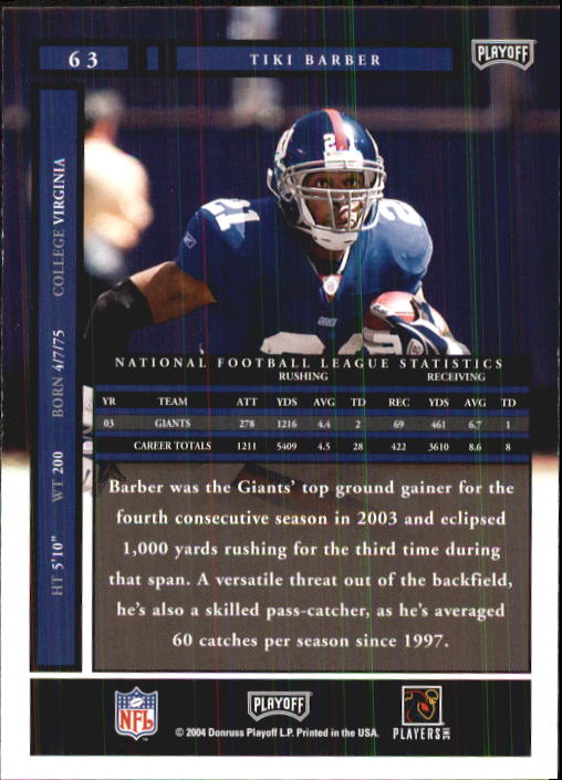 A9137- 2004 Playoff Honors FB Cards 1-233 +Inserts -You Pick- 15+ FREE US SHIP - Picture 107 of 221