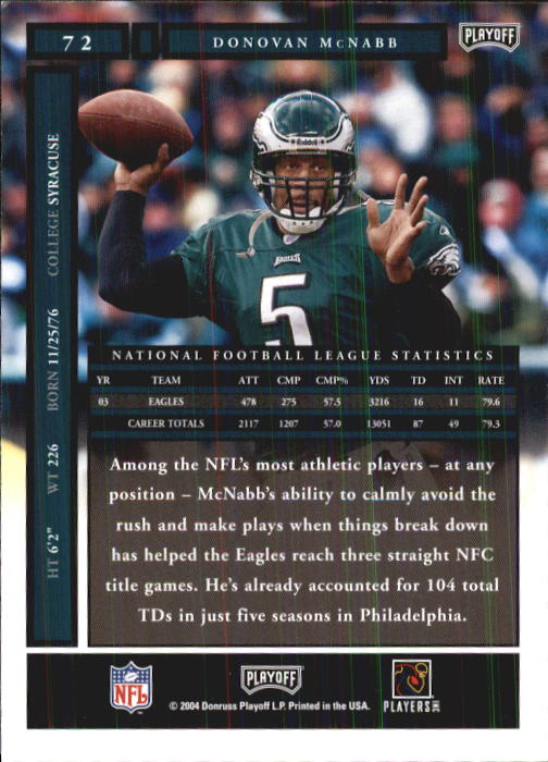 A9137- 2004 Playoff Honors FB Cards 1-233 +Inserts -You Pick- 15+ FREE US SHIP - Picture 123 of 221
