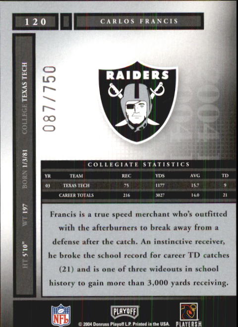 A9137- 2004 Playoff Honors FB Cards 1-233 +Inserts -You Pick- 15+ FREE US SHIP - Picture 185 of 221