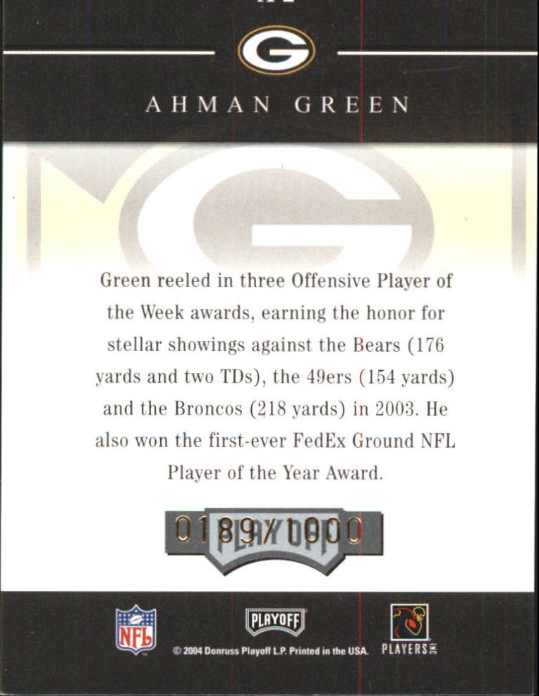 2004 Playoff Honors Accolades #A2 Ahman Green back image