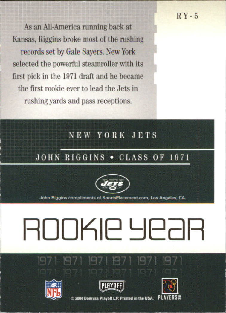 2004 Playoff Honors Rookie Year #RY5 John Riggins back image
