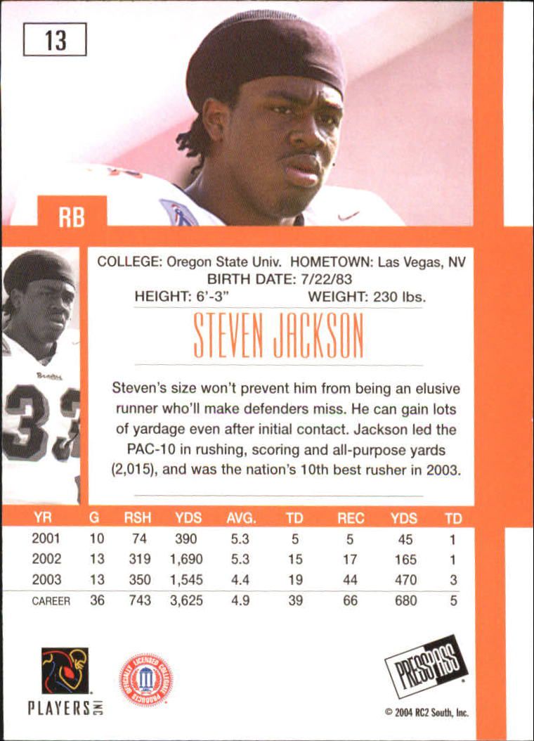2004 Press Pass SE #13 Steven Jackson back image