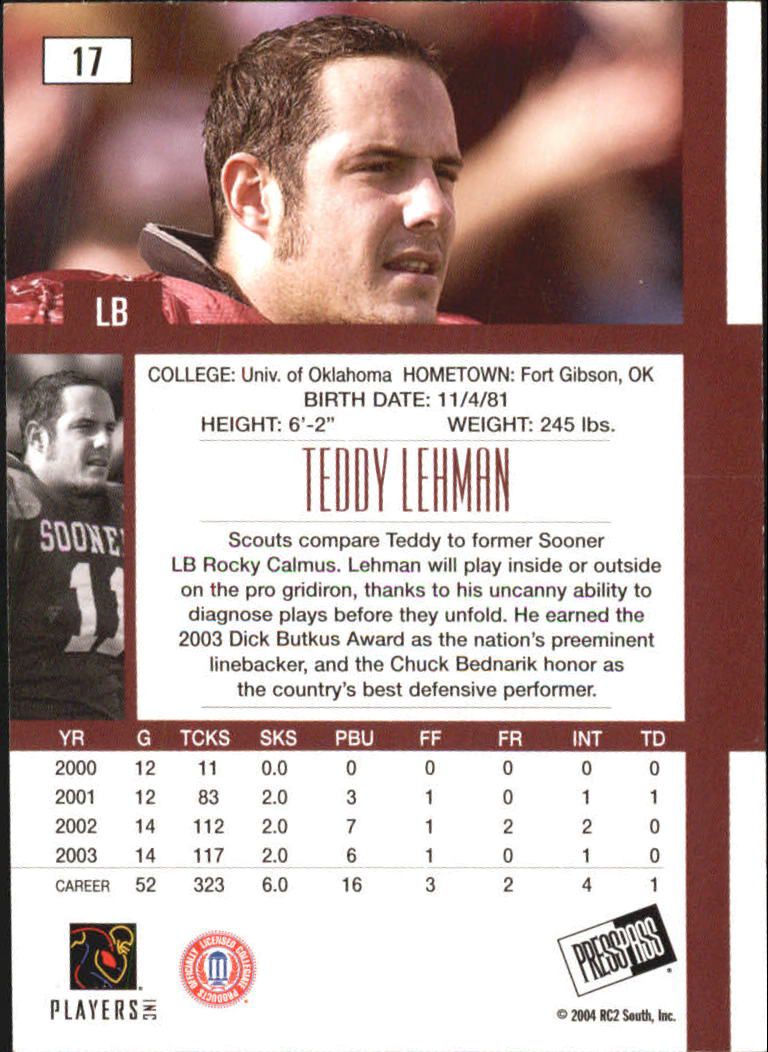 2004 Press Pass SE #17 Teddy Lehman back image