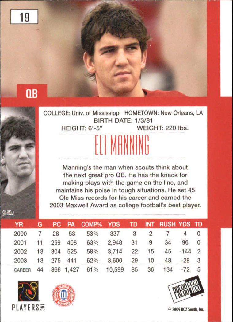 2004 Press Pass SE Football "Main Set" Base Cards - Picture 39 of 79