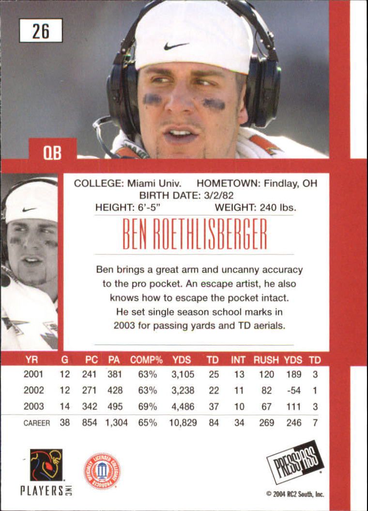 2004 Press Pass SE Football "Main Set" Base Cards - Picture 53 of 79