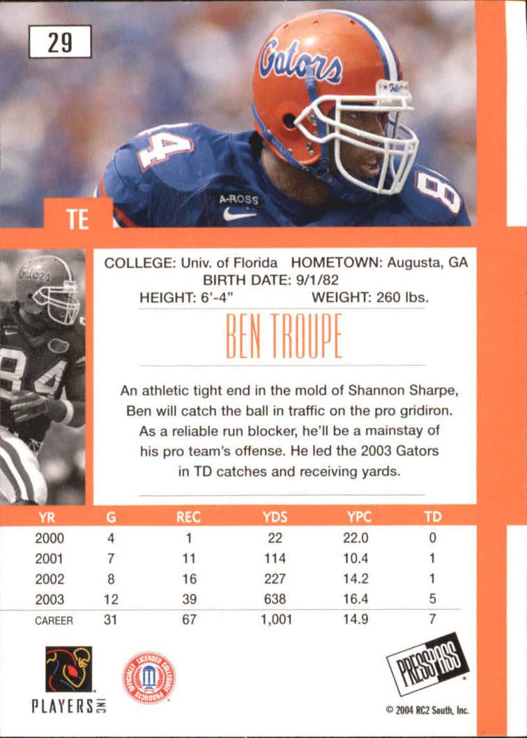 2004 Press Pass SE Football "Main Set" Base Cards - Picture 59 of 79