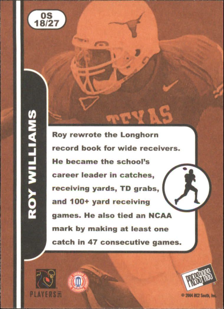 2004 Press Pass SE Old School #OS18 Roy Williams WR back image