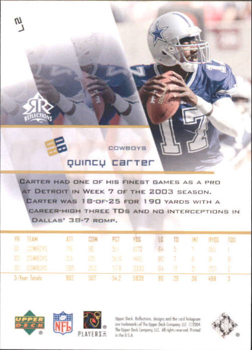 2004 Reflections #27 Quincy Carter back image