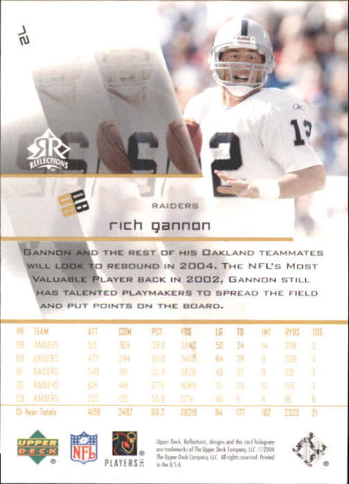 2004 Reflections #72 Rich Gannon back image