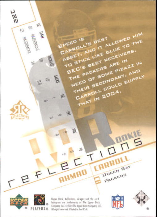 2004 Reflections #122 Ahmad Carroll/750 RC back image