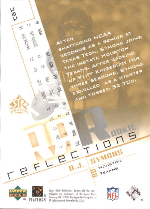 2004 Reflections #151 B.J. Symons/750 RC back image